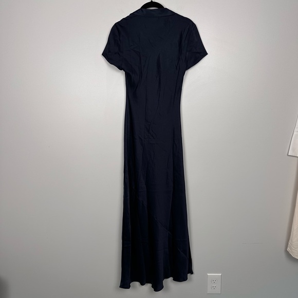 NEW J. Crew Short-sleeve maxi slip dress in luster crepe Navy Blue Size 00 BS802 - Picture 8 of 12